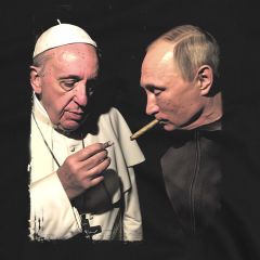 Putin and Pope Parody – Smoking Humor T-Shirt